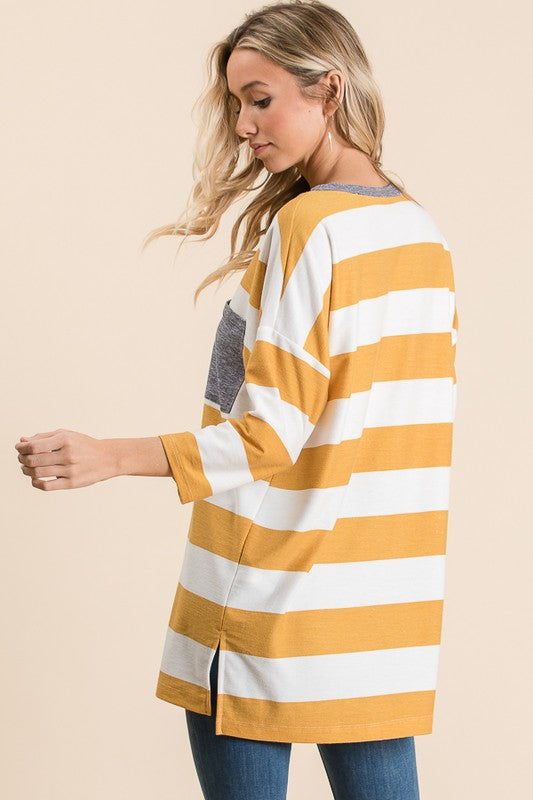 Mustard Stripe Top - T1074