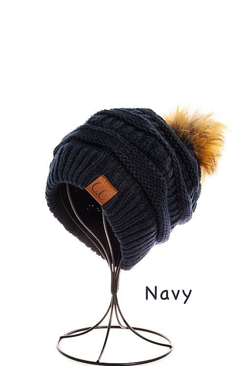 Navy Pom C.C Beanie
