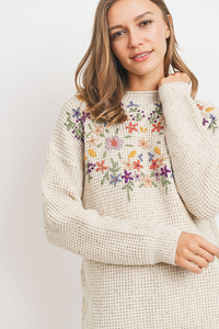 Oatmeal Floral Sweater