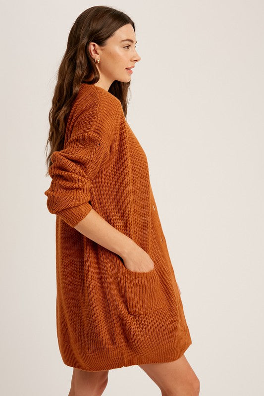 Rust Button Down Cardigan