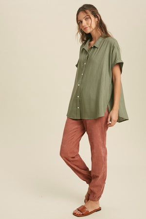 Soft Olive Woven Top
