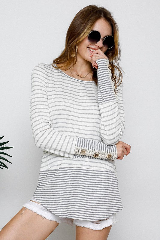 Stripe Button Top