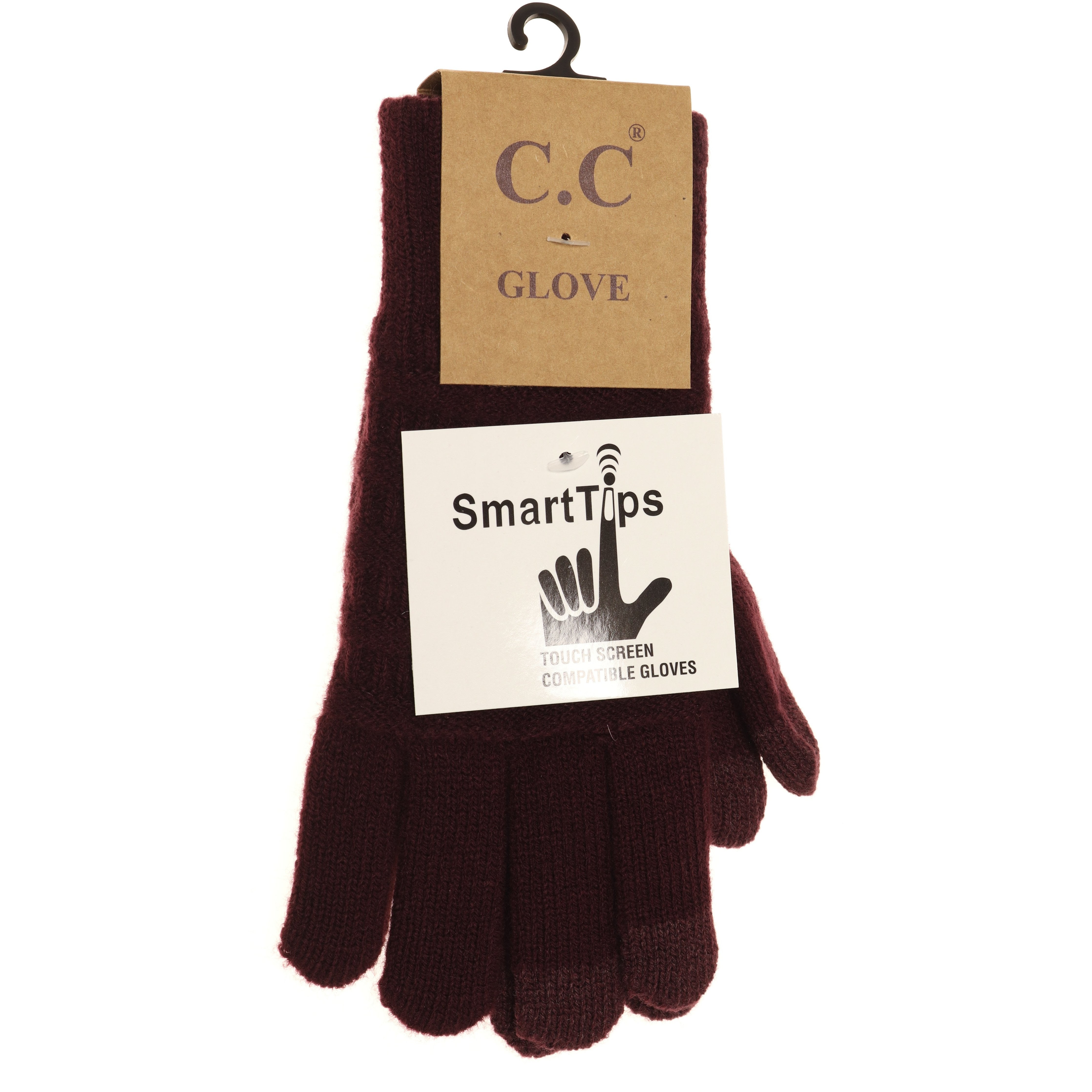 C.C Classic Knit Gloves Wine