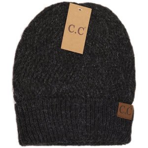 Chevron Knit Cuff Beanie CC Black