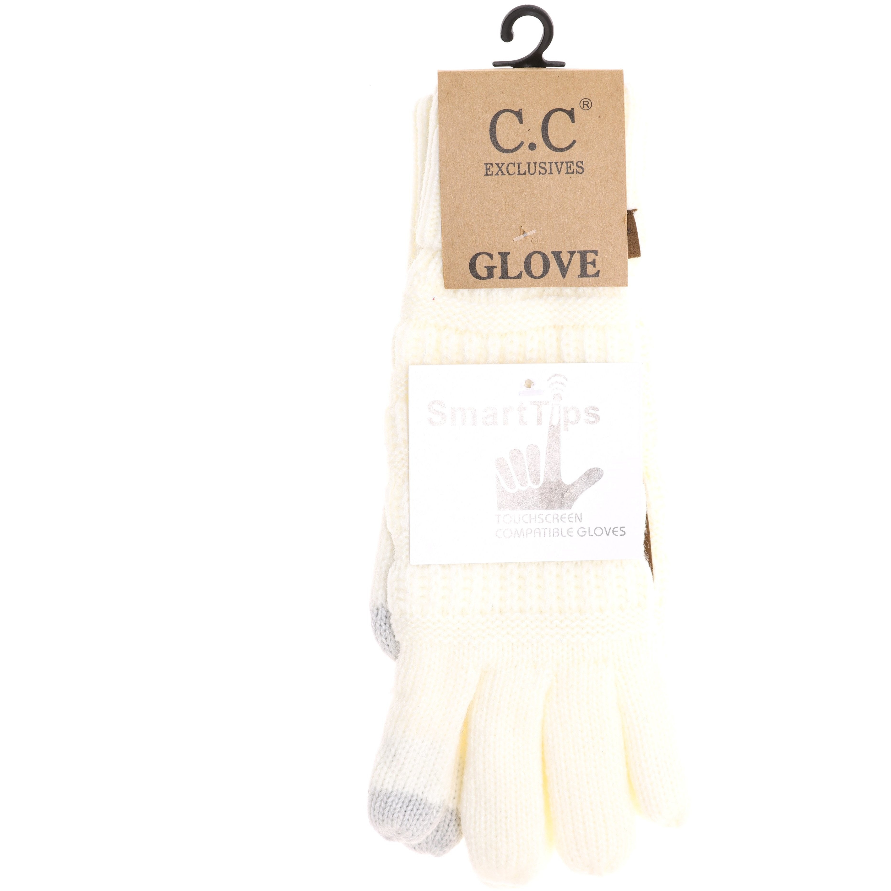 Knit C.C Gloves with Lining Ivory