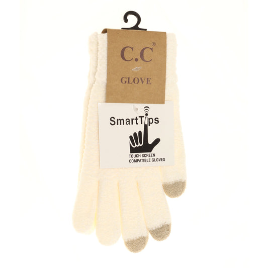 Chenille Gloves C.C Ivory