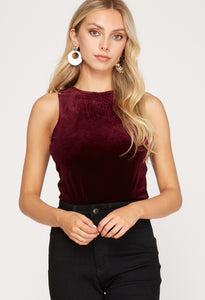 Wine Velour Bodysuit